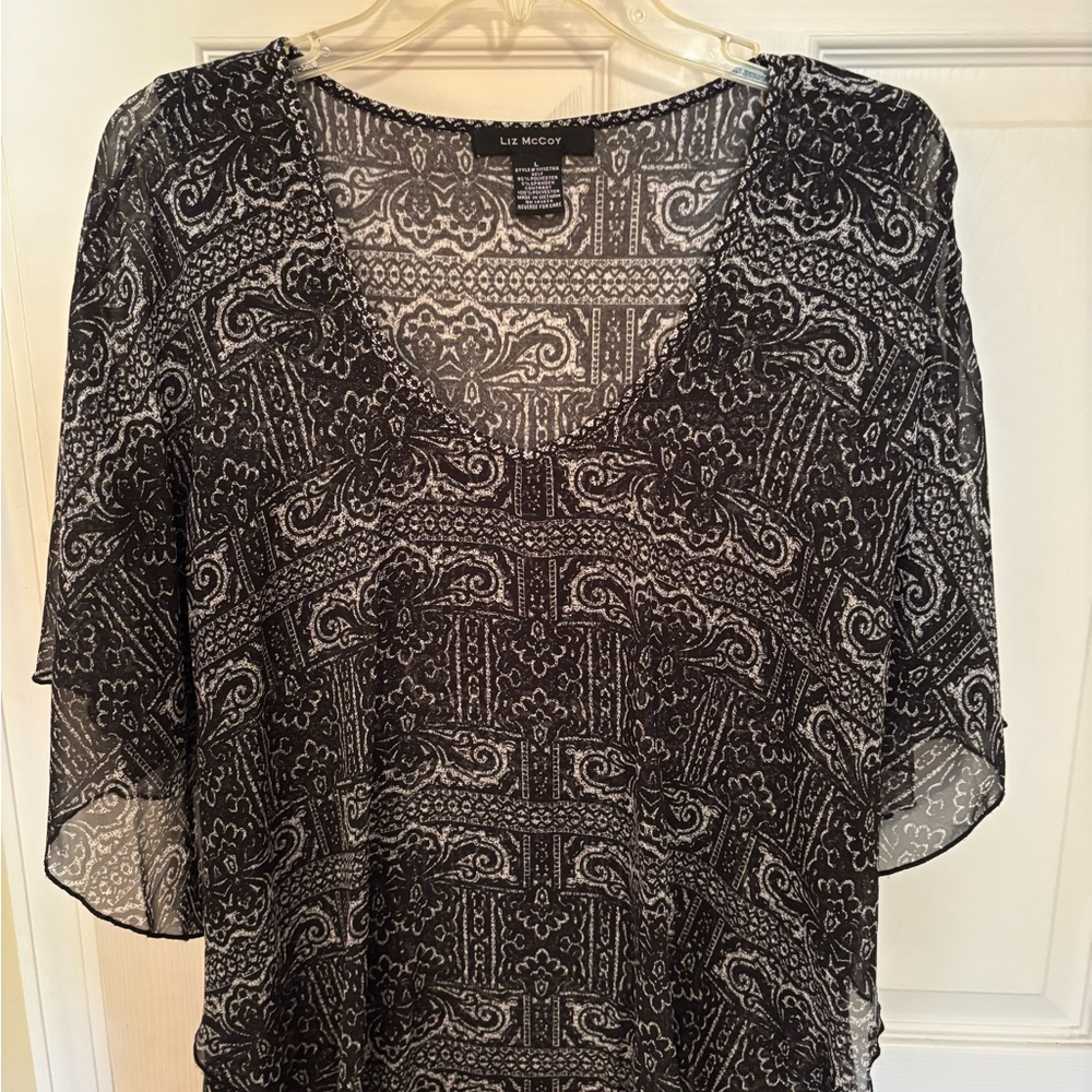 Mccoy Black and White Paisley Blouse